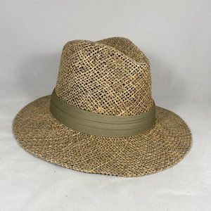 Wide Brim Pinch Front Fedora Straw Hat